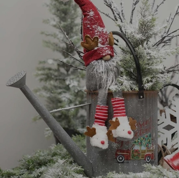 Gnome Reindeer Antler Hat Fuzzy Slippers Fun Whimsical Holiday Accent Collector - Picture 3 of 7